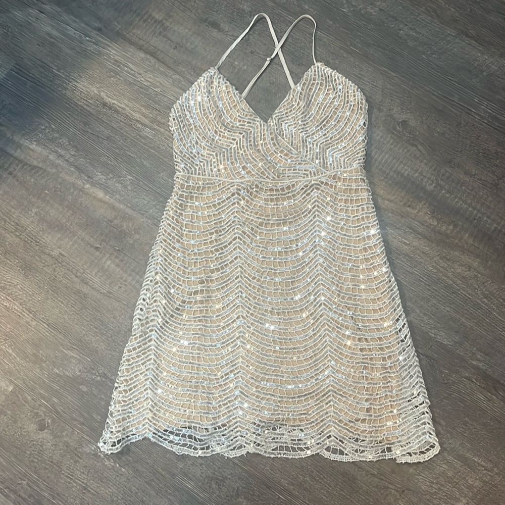 GUC Lulus white sequin cocktail dress size small